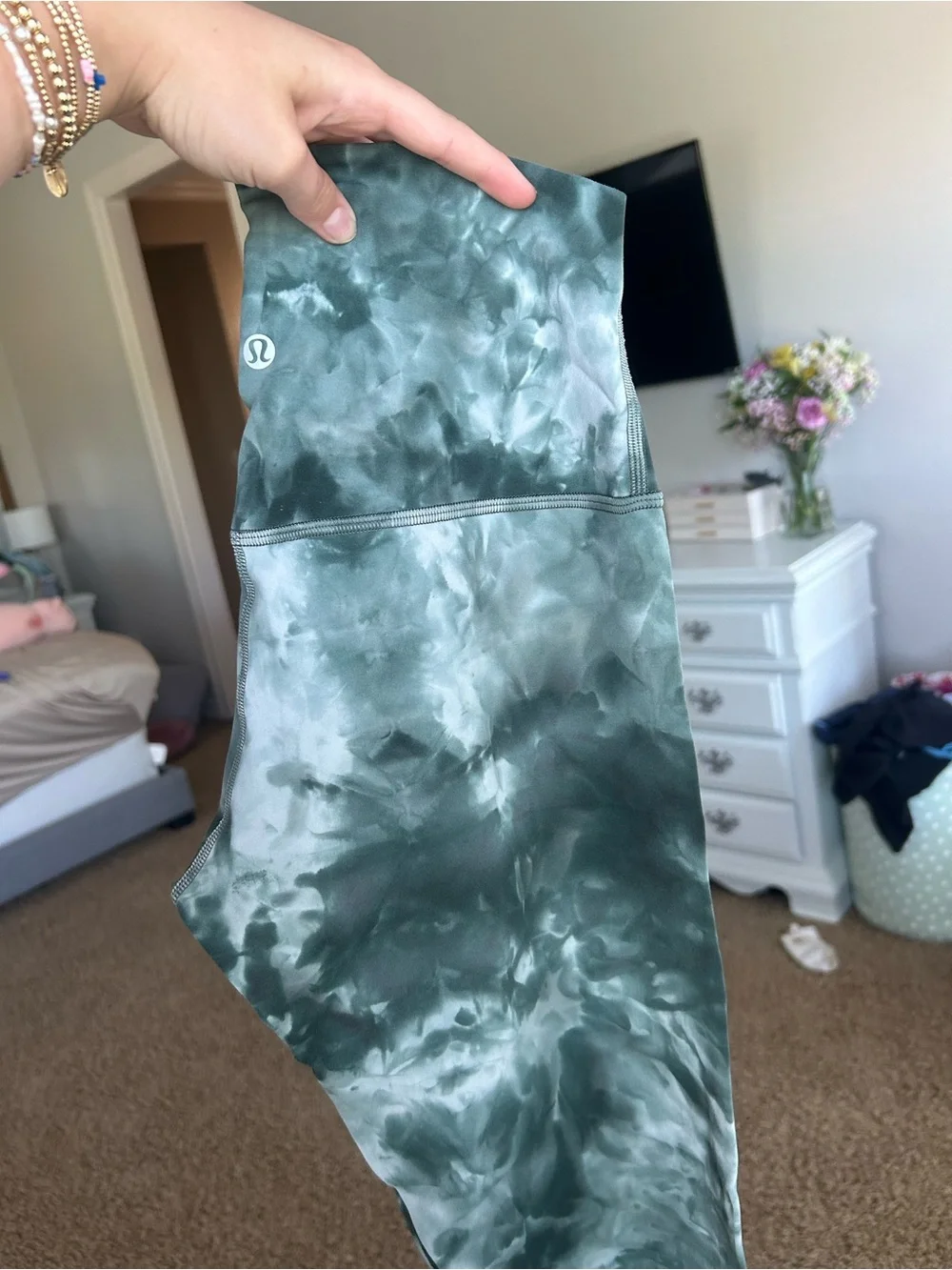 lululemon athletica Dark Green Tie-Dye Performance leggings